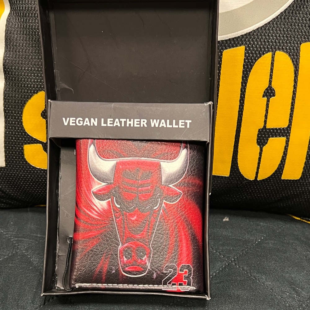 Hand Crafted Vegan Leather Wallet - Red and Black Jordan